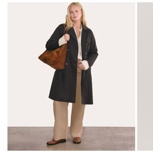 NEW Everlane The Modern Trench Belt Coat  Black Sz L 100% Cotton